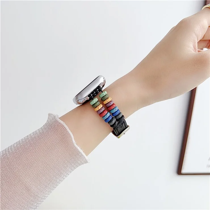 For Apple Watch 10 46mm / Ultra 2 / Ultra 49mm / 9 8 7 45mm / SE (2023) SE (2022) SE 6 5 4 44mm / 3 2 1 42mm Leather Strap - Blue