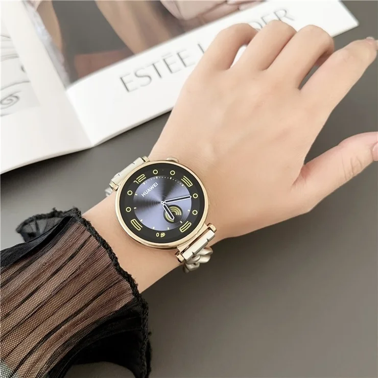 For Huawei Watch GT 4 41mm / Garmin Venu 3S 18mm Zinc Alloy Watch Band Chain Bracelet Strap - Starlight