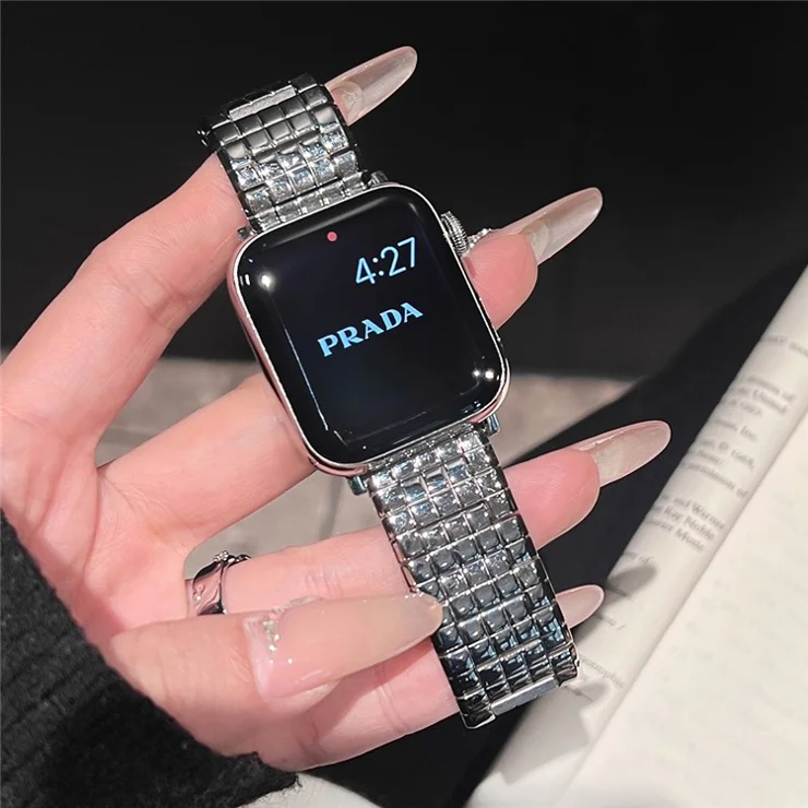 For Apple Watch Series 10 42mm / 9 8 7 41mm / SE (2023) SE (2022) SE 6 5 4 40mm / 3 2 1 38mm Stainless Steel Grid Watch Strap - Silver