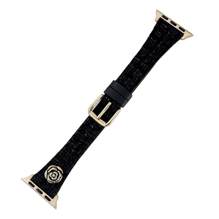 For Apple Watch Series 10 42mm / 9 8 7 41mm / SE (2023) SE (2022) SE 6 5 4 40mm / 3 2 1 38mm PU Leather Strap Replacement - Black