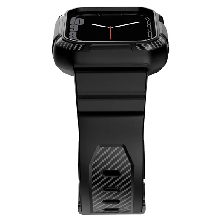 For Apple Watch Series 9 8 7 41mm / 6 5 4 SE SE (2022) SE (2023) 40mm / 3 2 1 38mm Watch Band TPU Strap with Case - Black