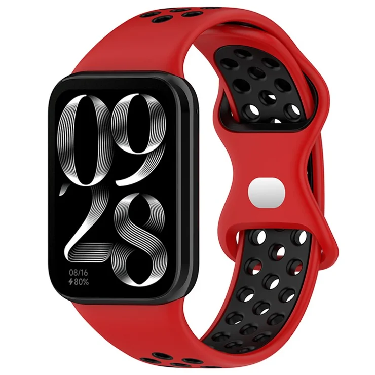 KALEBOL KLB-SSGJ-002 For Xiaomi Smart Band 8 Pro / Redmi Watch 4 Silicone Strap Dual Color - Red+Black