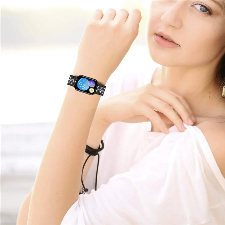 For Xiaomi Smart Band 8 Pro S-Shape Rhinestone Zinc Alloy Watch Strap Band - Black