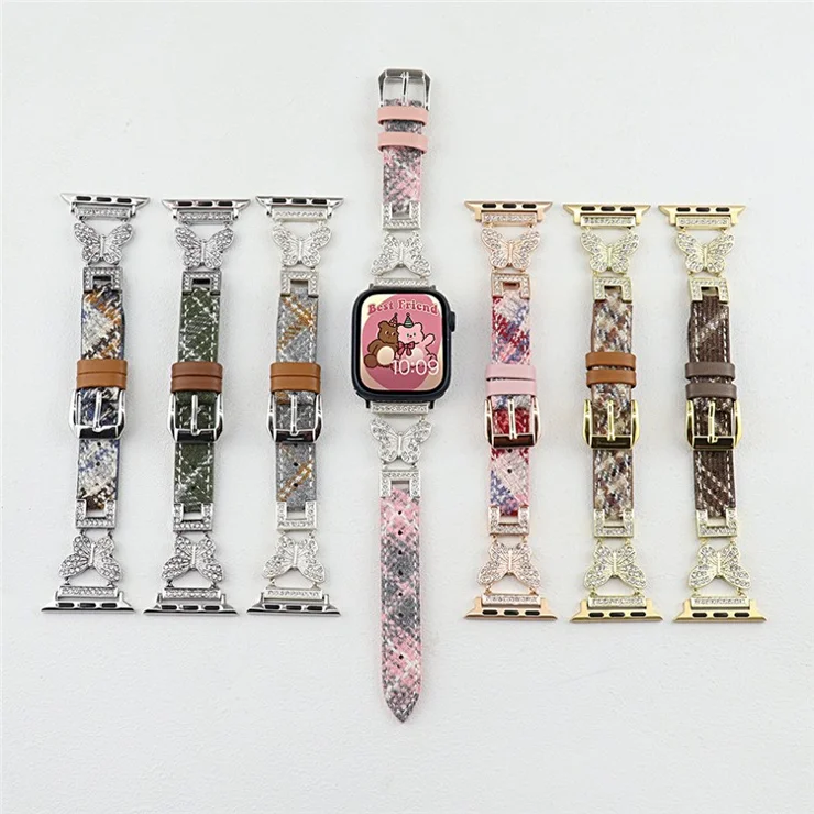 For Apple Watch 10 46mm / Ultra 2 / Ultra 49mm / 9 8 7 45mm / SE (2023) SE (2022) SE 6 5 4 44mm / 3 2 1 42mm Leather+Woolen Watch Strap - Blue