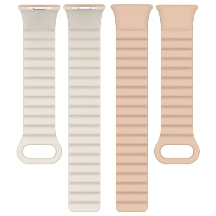 For Xiaomi Redmi Watch 4 / Smart Band 8 Pro Watch Band Dual Color Silicone Magnetic Wrist Strap - Milk Tea+Rock White