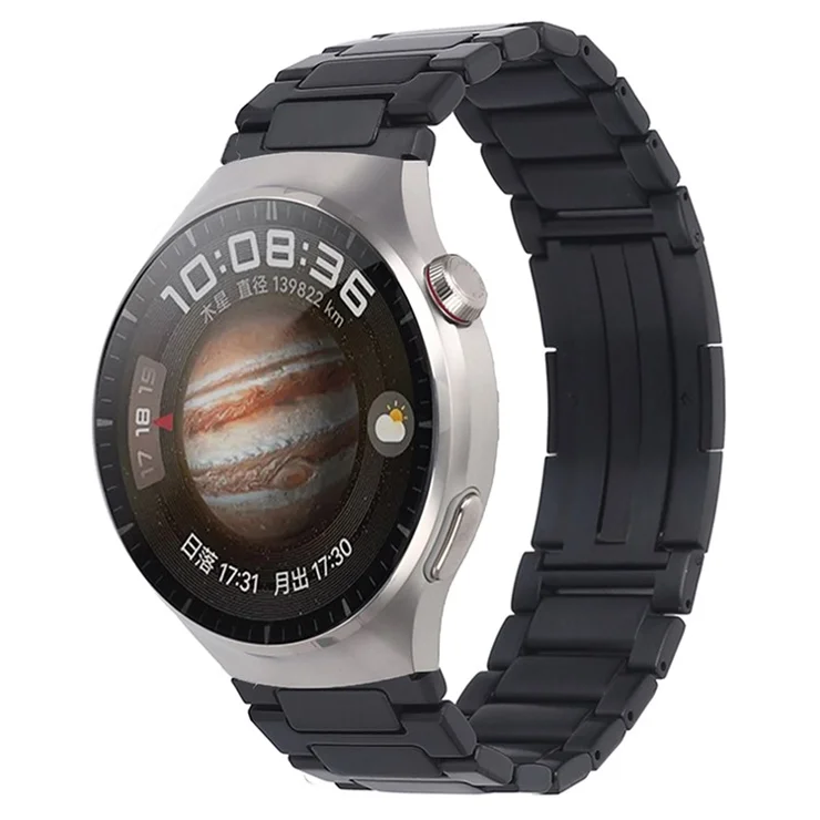 For Huawei Watch GT 4 46mm / Watch 4 / Watch 4 Pro 22mm Stainless Steel Band Folding Buckle Watch Strap - Black