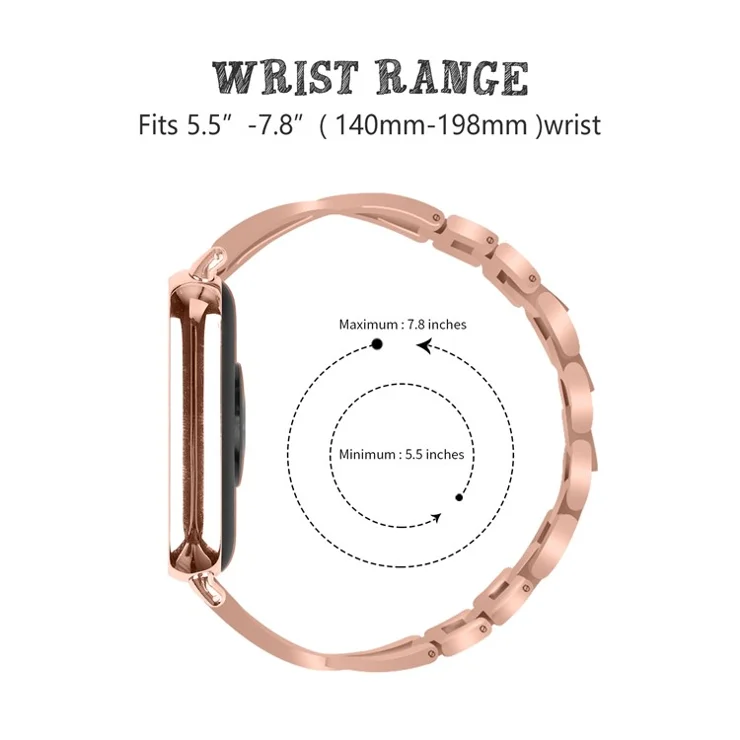 Zinc Alloy Watch Strap for Xiaomi Redmi Watch 4 Bling Rhinestone Decor Bracelet - Rose Gold