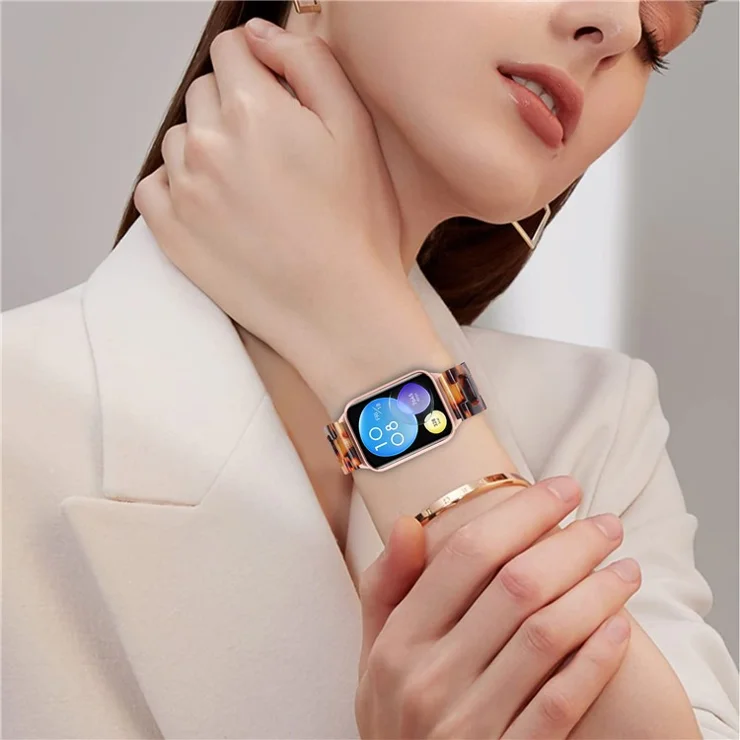 For Xiaomi Smart Band 8 Pro Smart Watch D-Shape Strap Resin Bracelet Watchband Replacement - Tortoiseshell