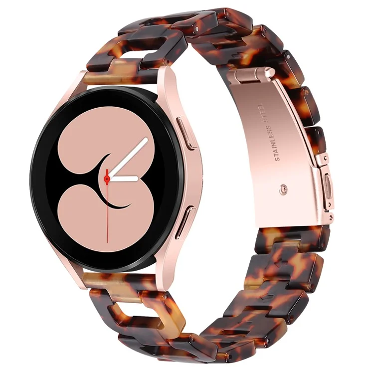 For Samsung Galaxy Watch 5 40mm / 44mm / Watch 5 Pro 45mm Smart Watch D-Shape Resin Bracelet Watchband - Tortoiseshell