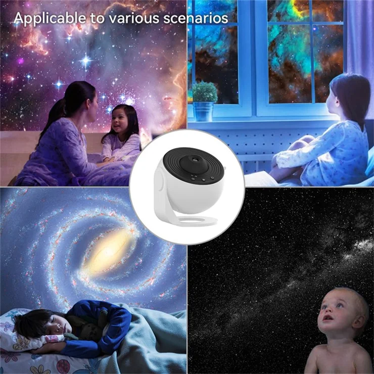 LED Star Projector Galaxy Night Light Rotating Nebula Projector Lamp Living Room Decor - White