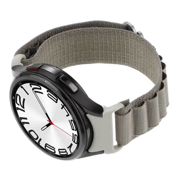 For Samsung Galaxy Watch FE 40mm / Watch6 / Watch6 Classic / Watch 5 / Watch4 Nylon Watch Strap G Hook Wristband - Light Grey
