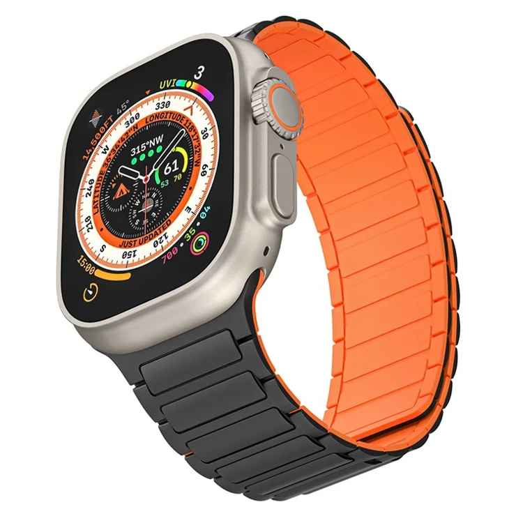 For Apple Watch Series 10 42mm / 9 8 7 41mm / 6 5 4 SE (2023) SE(2022) SE 40mm / 3 2 1 38mm Watchband Magnetic Strap - Black+Red