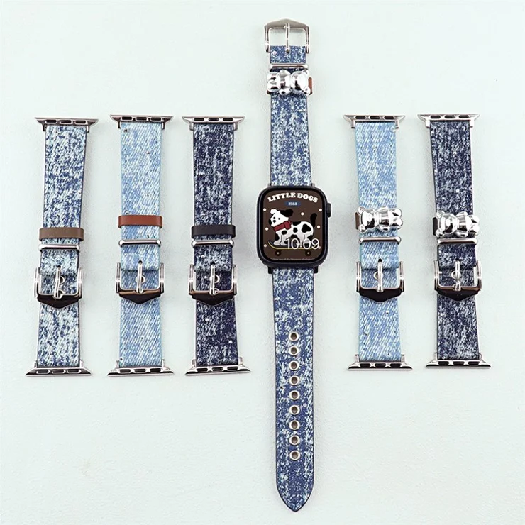For Apple Watch 10 46mm / Ultra 2 / Ultra 49mm / 9 8 7 45mm / SE (2023) SE (2022) SE 6 5 4 44mm / 3 2 1 42mm Denim Wrist Strap - Baby Blue