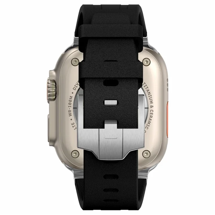 For Apple Watch 10 46mm / Ultra 2 / Ultra 49mm / 9 8 7 45mm / SE (2023) SE (2022) SE 6 5 4 44mm / 3 2 1 42mm Stone Texture Strap - Silver+Black