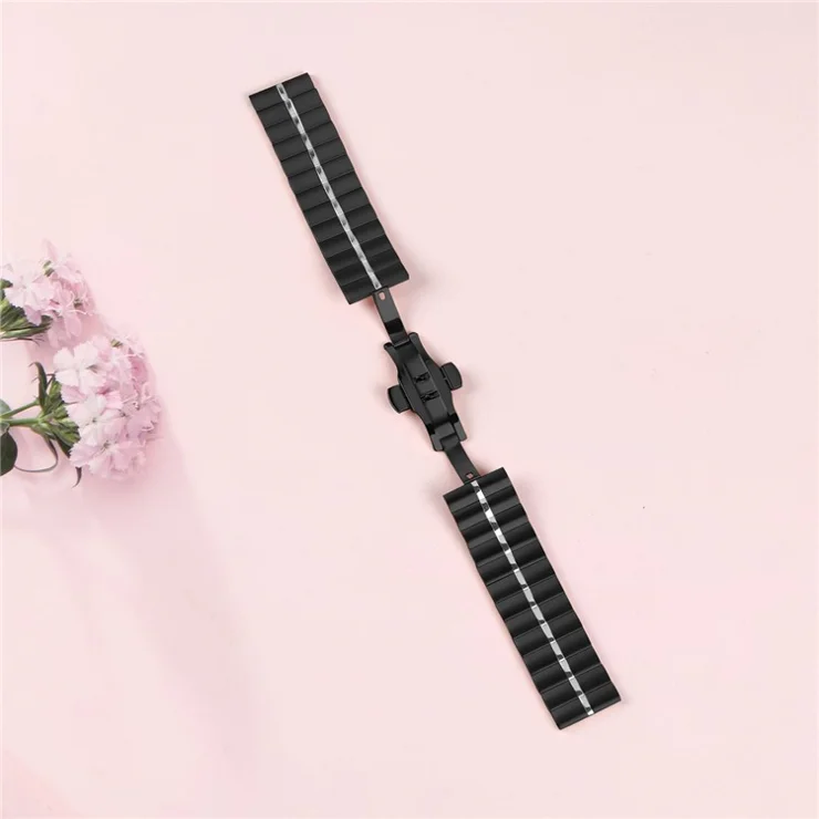 For Huawei Watch GT 3 Pro 46mm Watchband Metal Strap Replacement with Butterfly Buckle - Black+Silver