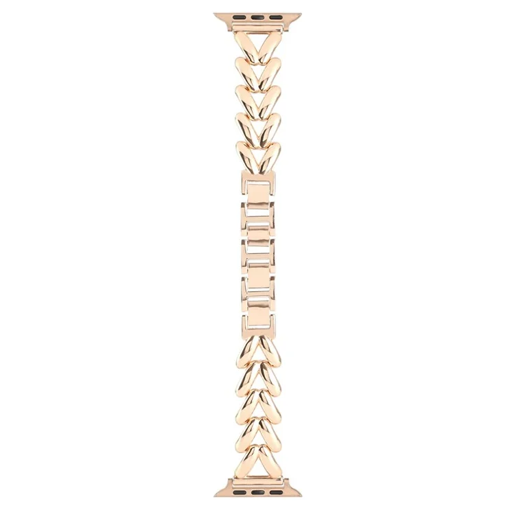 Zinc Alloy V-Shape Band for Apple Watch 10 46mm / Ultra 2 / Ultra 49mm / 9 8 7 45mm / SE (2023) SE (2022) SE 6 5 4 44mm / 3 2 1 42mm Watch Strap - Rose Gold