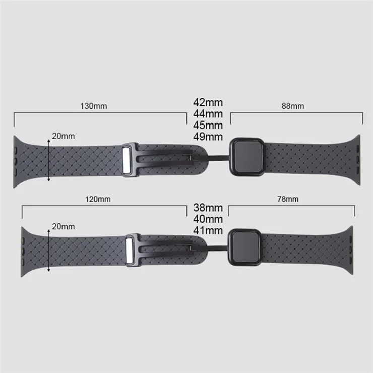 Watch Band For Apple Watch Series 10 42mm / 9 8 7 41mm / SE (2023) SE (2022) SE 6 5 4 40mm / 3 2 1 38mm Woven Texture Silicone Strap - Starry Grey