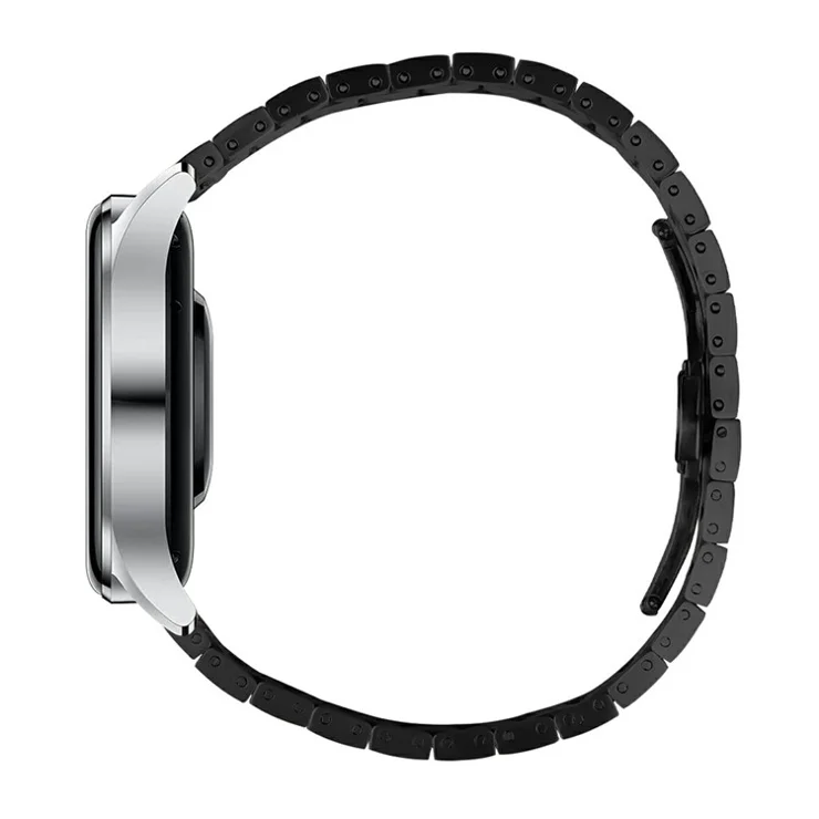 For Huami Amazfit GTR 47mm Watch Band Stainless Steel Replacement Strap with Buckle - Black+Silver