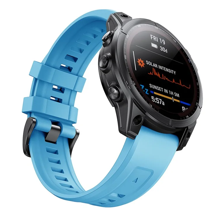 KALEBOL KLB-TXGJ-001 For Garmin Fenix 7S / 7S Pro 20mm Silicone Watch Strap Trapezoidal Holes - Sky Blue