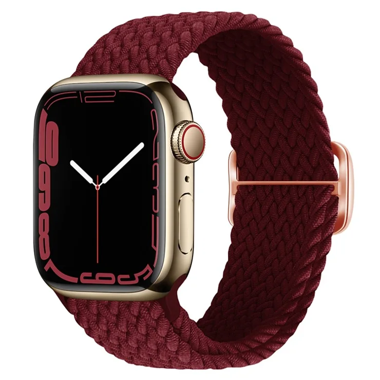 KALEBOL For Apple Watch 10 46mm / Ultra 2 / Ultra 49mm / 9 8 7 45mm / SE (2023) SE (2022) SE 6 5 4 44mm / 3 2 1 42mm Nylon Braided Watch Strap - Wine Red