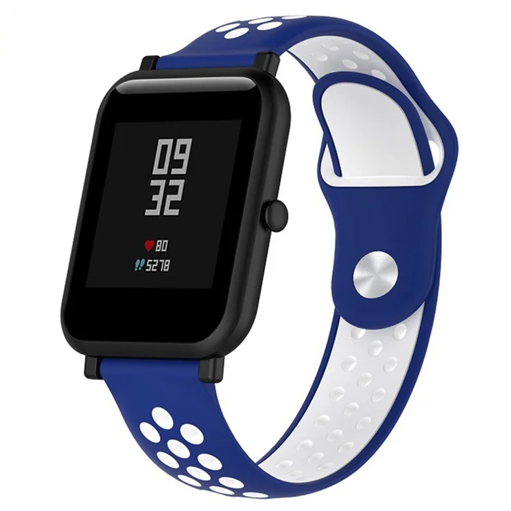 KALEBOL KLB-SSGJ-004 For Samsung Gear Sport / Samsung Gear S2 Classic Silicone Strap 20mm Buckle Watchband - Blue / White