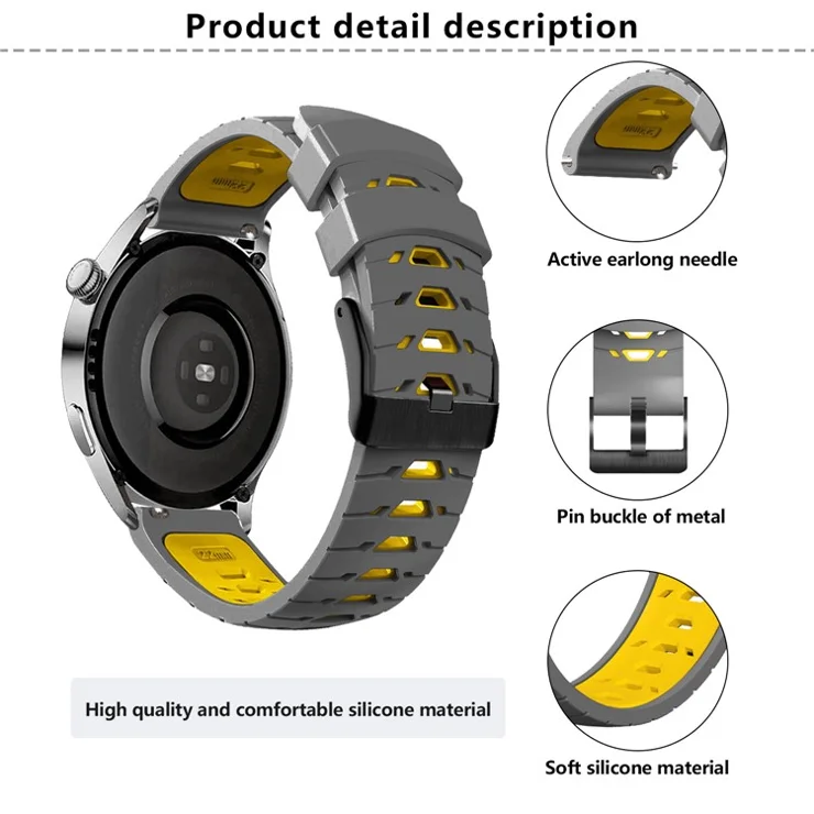 KALEBOL KLB-SSTXGJ-001 For Samsung Galaxy Watch6 Classic 43mm / 47mm / GarminActive 20mm Silicone Trapezoidal Watch Strap - White+Black