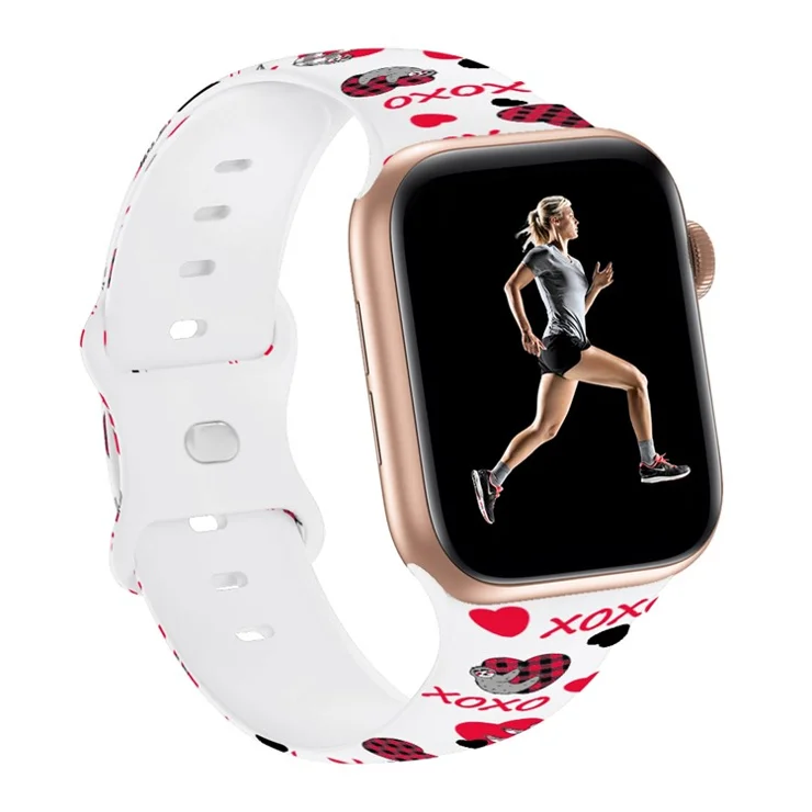 Sport Strap for Apple Watch Series 10 42mm / 9 8 7 41mm / SE (2023) SE (2022) SE 6 5 4 40mm / 3 2 1 38mm Silicone Pattern Watch Band - Hugging Panda / White 01