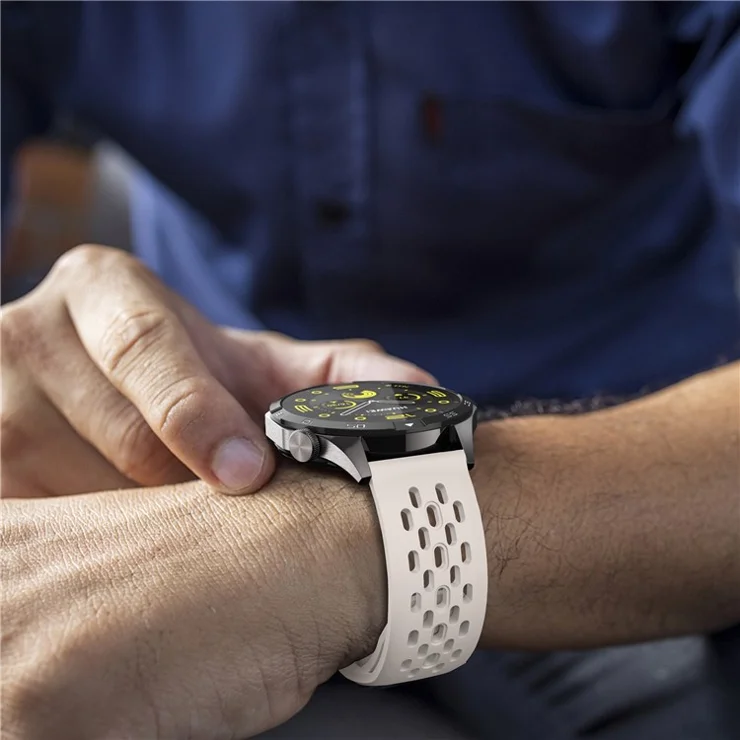 For Garmin vivoactive 5 / Venu 2 Plus Silicone Watch Band 20mm Hollow Adjustable Strap - Starlight