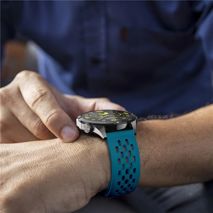 For Garmin vivoactive 5 / Venu 2 Plus Silicone Watch Band 20mm Hollow Adjustable Strap - Cyan