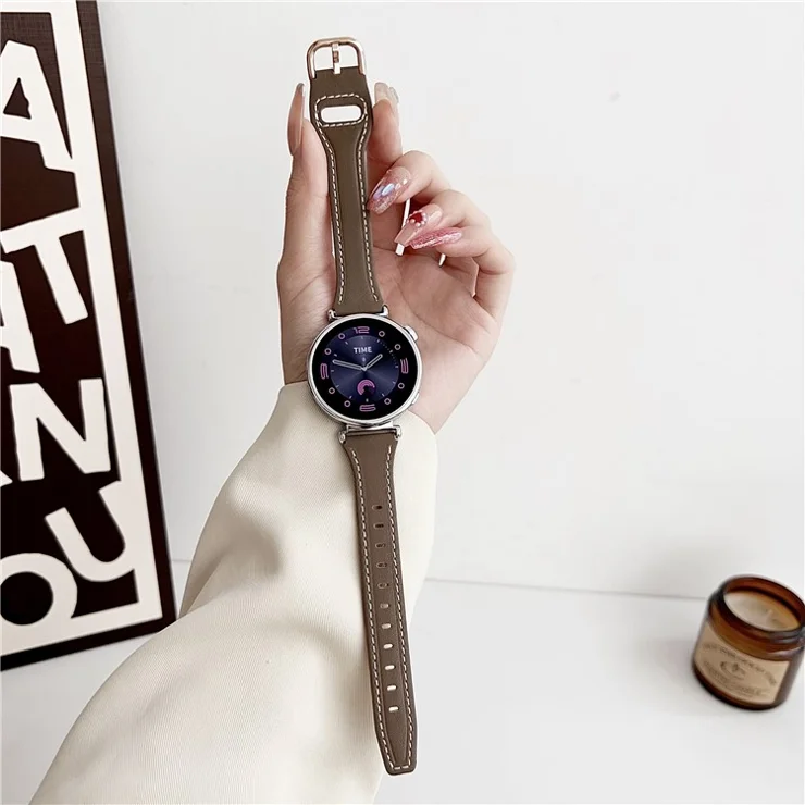 For Xiaomi Mi Watch / Garmin Venu 3S / Huawei Watch GT 4 41mm PU Leather Band 18mm Watch Strap - Coffee