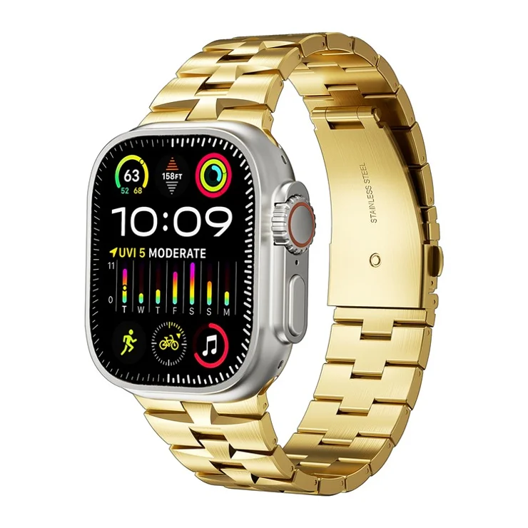 For Apple Watch 10 46mm / Ultra 2 / Ultra 49mm / 9 8 7 45mm / SE (2023) SE (2022) SE 6 5 4 44mm / 3 2 1 42mm Metal Wrist Band - Gold