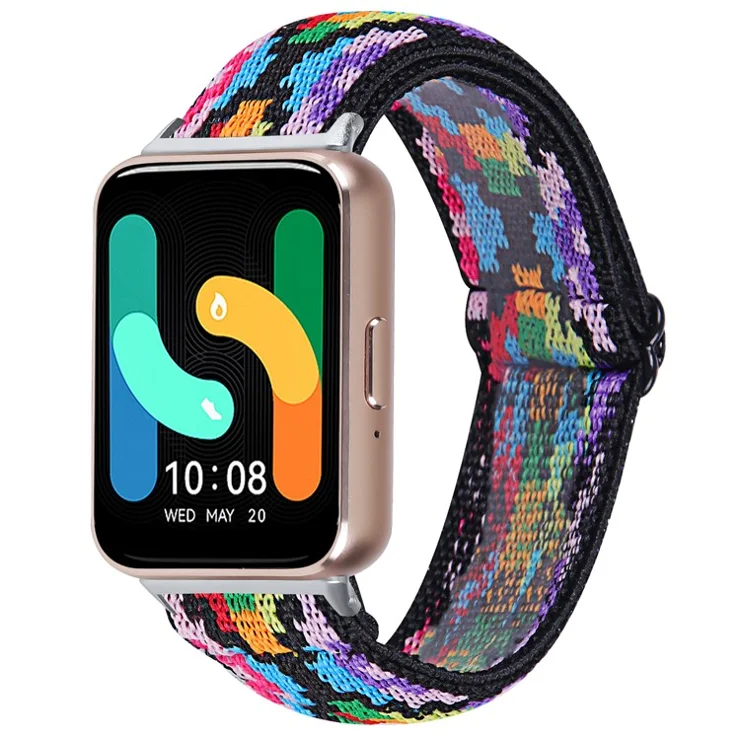 For Samsung Galaxy Fit3 SM-R390 Elastic Watch Strap Fashionable Pattern Wrist Band (Silver Buckle) - 14