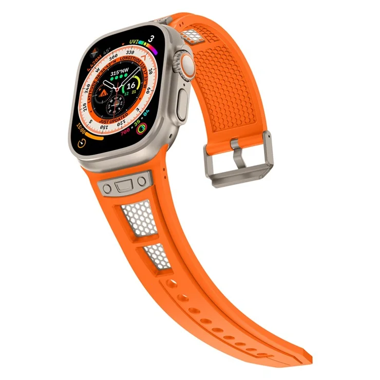 TPU Watch Strap for Apple Watch 10 46mm / Ultra 2 / Ultra 49mm / 9 8 7 45mm / SE (2023) SE (2022) SE 6 5 4 44mm / 3 2 1 42mm - Orange+Titanium