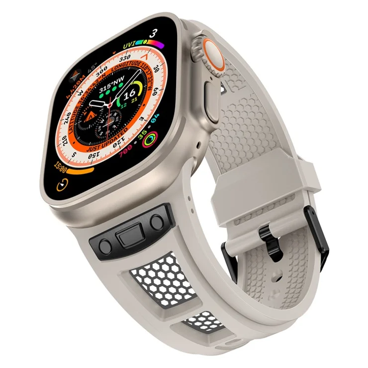 TPU Watch Strap for Apple Watch 10 46mm / Ultra 2 / Ultra 49mm / 9 8 7 45mm / SE (2023) SE (2022) SE 6 5 4 44mm / 3 2 1 42mm - Starlight+Black