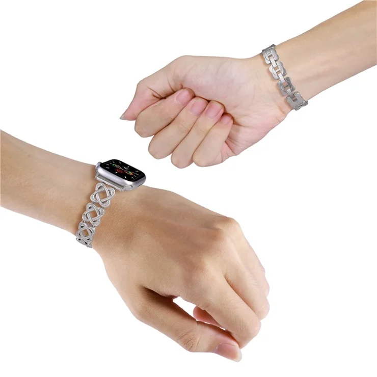 Crossed Ring Band for Apple Watch 10 46mm / Ultra 2 / Ultra 49mm / 9 8 7 45mm / SE (2023) SE (2022) SE 6 5 4 44mm / 3 2 1 42mm Zinc Alloy Strap - Starlight
