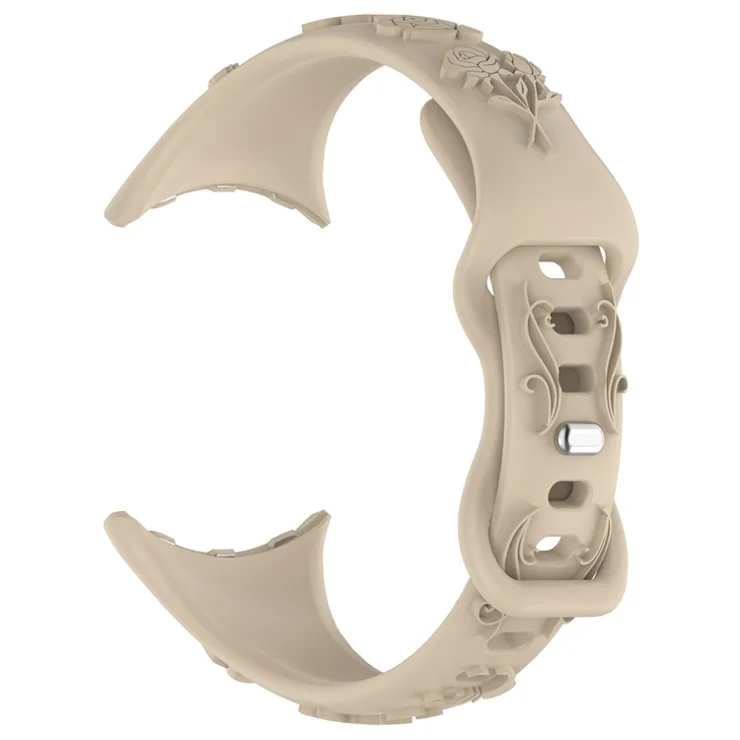 For Google Pixel Watch 3 41mm / Pixel Watch 2 / Pixel Watch Carving Flower Pattern Watch Strap Replacement Silicone Band - Starlight