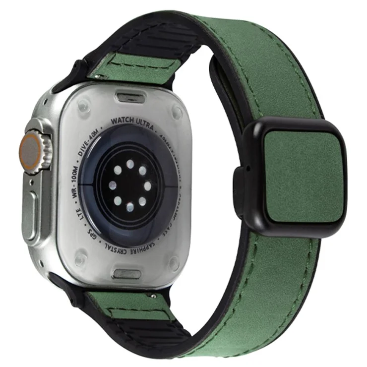 Wrist Watch Band For Apple Watch Series 10 42mm / 9 8 7 41mm / SE (2023) SE (2022) SE 6 5 4 40mm / 3 2 1 38mm Leather Coated Silicone Strap - Green