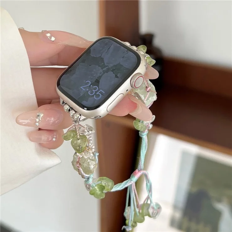 Bracelet For Apple Watch Series 10 42mm / 9 8 7 41mm / 6 5 4 SE (2022) SE (2023) SE 40mm / 3 2 1 38mm Colored Stones Watch Band - Green