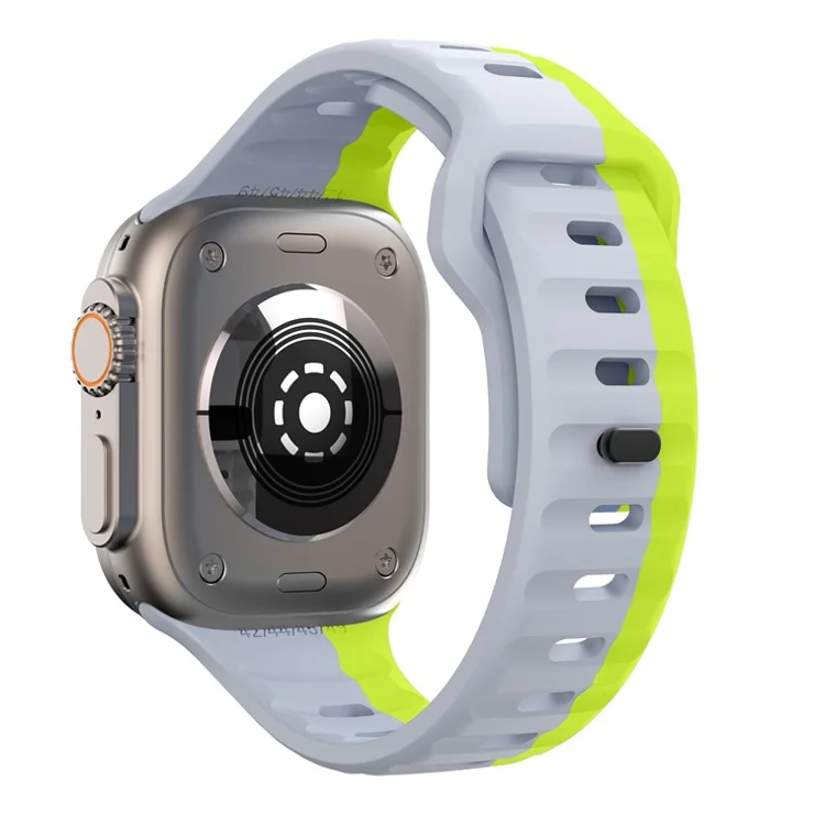 Watch Strap For Apple Watch Series 10 42mm / 9 8 7 41mm / SE (2023) SE (2022) SE 6 5 4 40mm / 3 2 1 38mm Dual Color Silicone Band - Light Grey+Green
