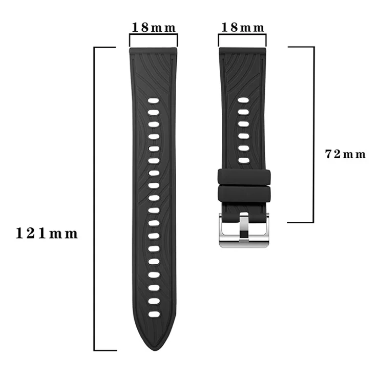 For Huawei Watch GT 4 41mm / Xiaomi Mi Watch Silicone Band 18mm Textured Watch Strap - Red+Silver Buckle