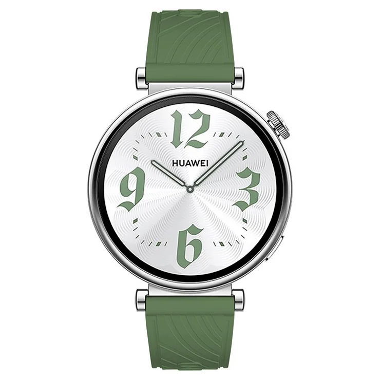 For Huawei Watch GT 4 41mm / Xiaomi Mi Watch Silicone Band 18mm Textured Watch Strap - Green+Silver Buckle