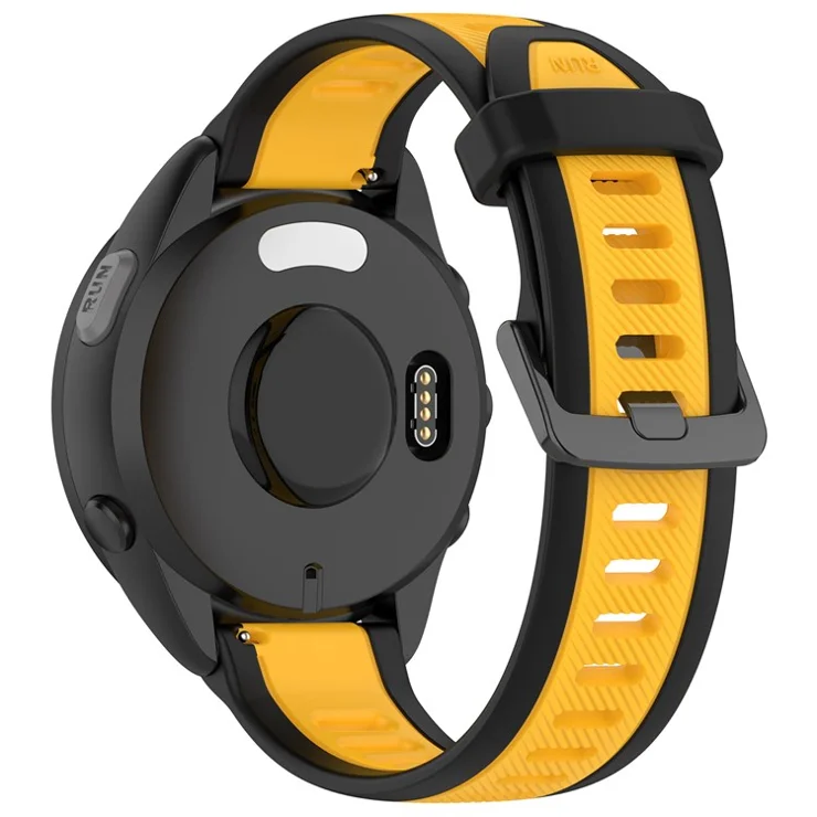 For Huawei Watch GT 4 41mm / Garmin Venu 3S Silicone Watch Bands Dual-Color 18mm Textured Strap - Black+Yellow