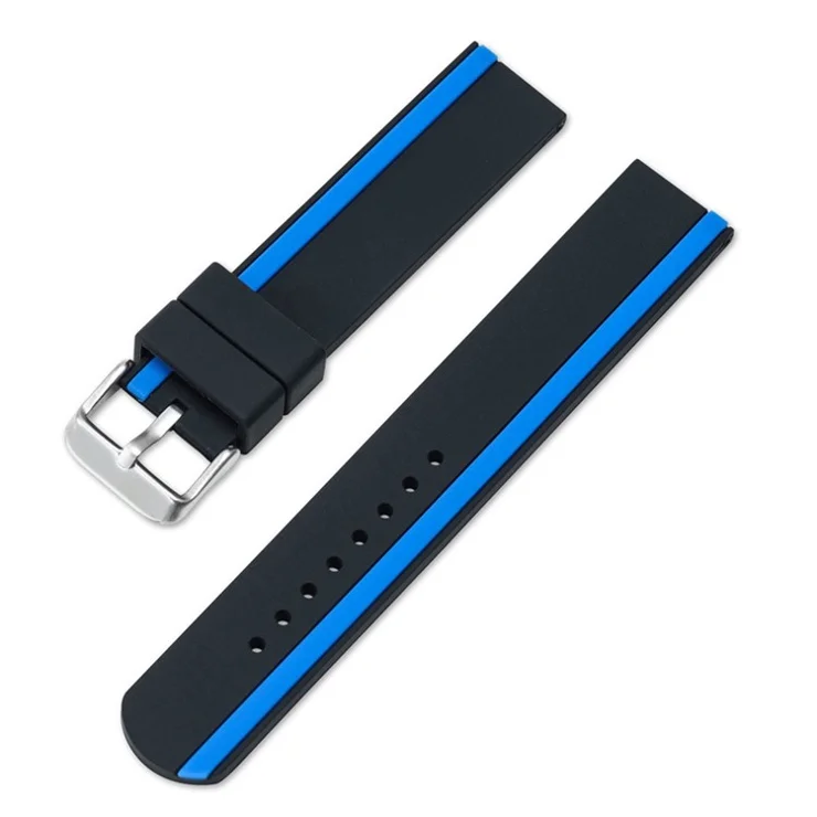 For Xiaomi Watch 2 / Huawei Watch 4 Pro Replacement Wrist Band 22mm Soft Silicone Strap with Dual Color - Black+Blue