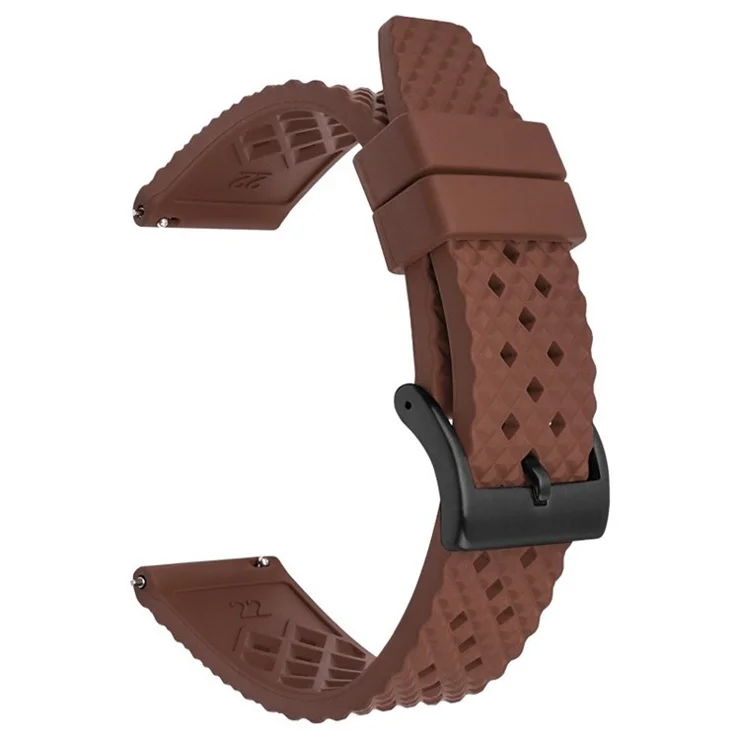 For Huawei Watch GT 3 42mm / GT 3 Pro 43mm Watch Strap 20mm Fluorubber Wrist Band - Brown+Black Buckle