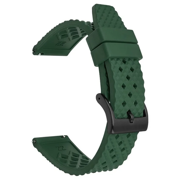 For Garmin Venu 3S / Watch GT 4 41mm Replacement Wrist Band 18mm Fluorubber Watch Strap - Dark Green+Black Buckle