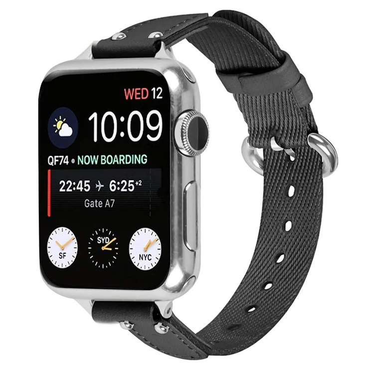 Nylon Braided Strap for Apple Watch 10 46mm / Ultra 2 / Ultra 49mm / 9 8 7 45mm / SE (2023) SE (2022) SE 6 5 4 44mm / 3 2 1 42mm Wrist Band - Black