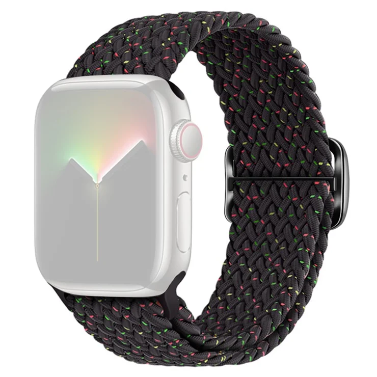 For Apple Watch Series 10 42mm / 9 8 7 41mm / SE (2023) SE (2022) SE 6 5 4 40mm / 3 2 1 38mm Watch Band Braided Nylon Strap - Starlight Black