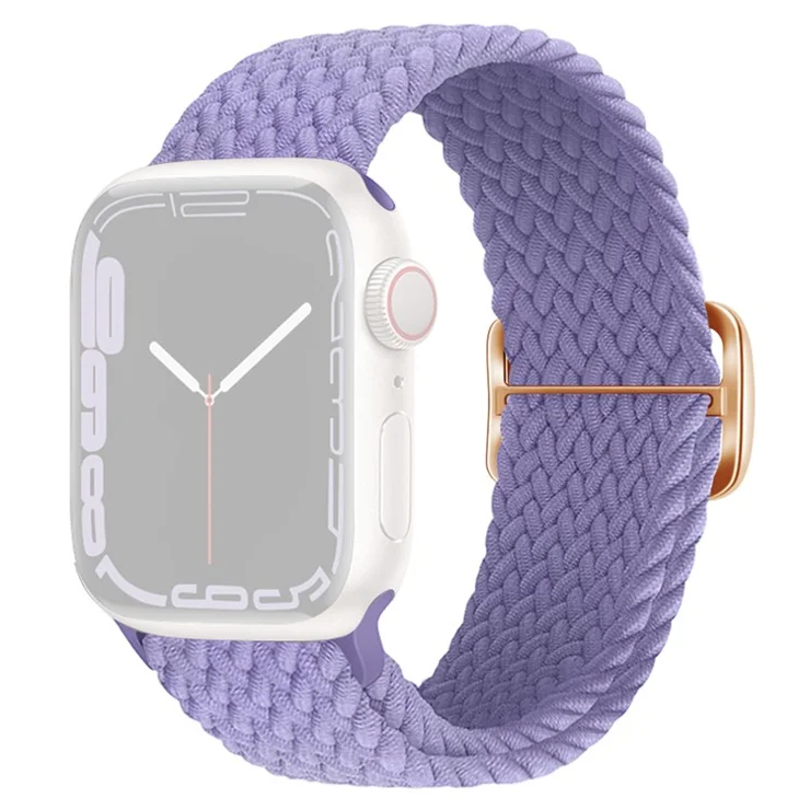 For Apple Watch Series 10 42mm / 9 8 7 41mm / SE (2023) SE (2022) SE 6 5 4 40mm / 3 2 1 38mm Watch Band Braided Nylon Strap - Lavender Purple
