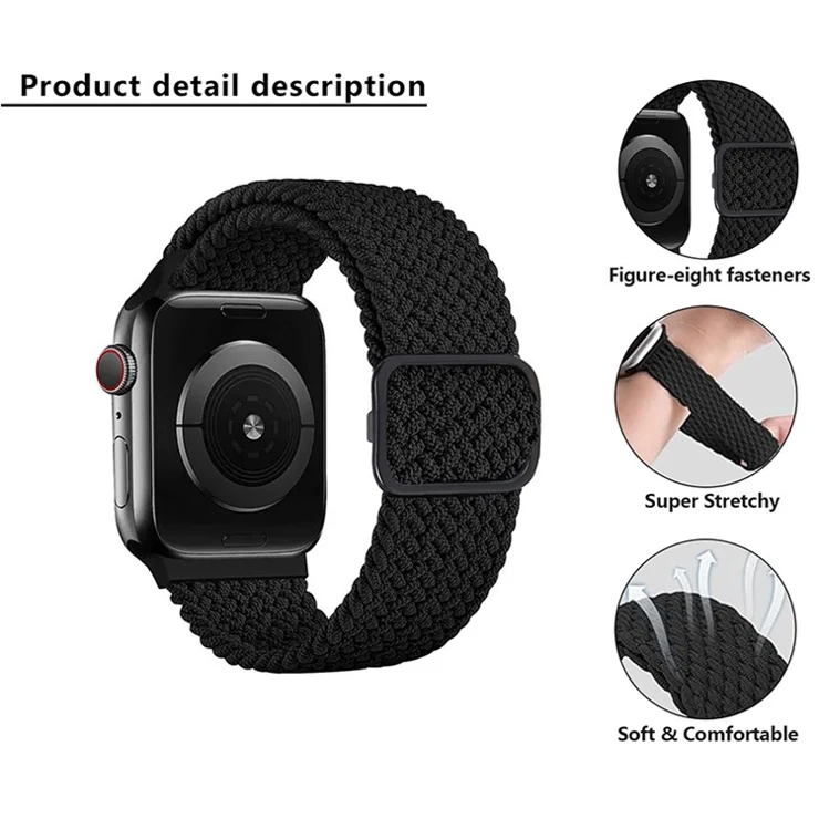 For Apple Watch 10 46mm / Ultra 2 / Ultra 49mm / 9 8 7 45mm / SE (2023) SE (2022) SE 6 5 4 44mm / 3 2 1 42mm Strap Nylon Braided Watch Band - Lavender Purple