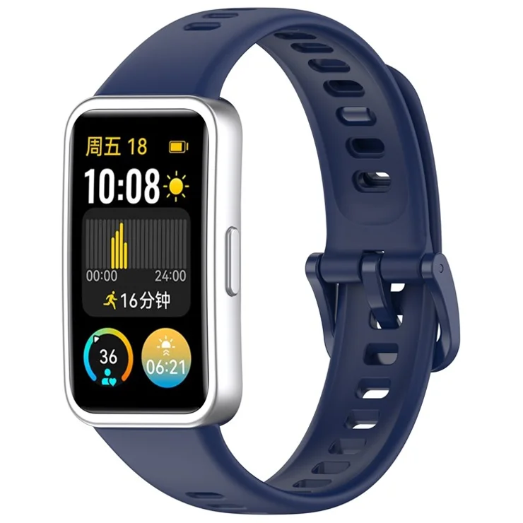 For Huawei Band 8 / 8 NFC / 9 / 9 NFC Glossy Silicone Watch Strap Replacement Watchband - Blue